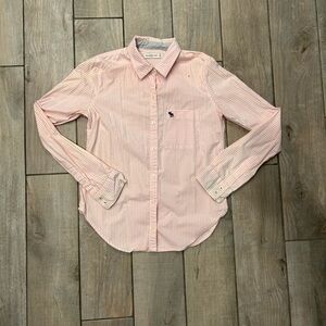 Abercrombie & Fitch Pink and White Pin Striped Button Up